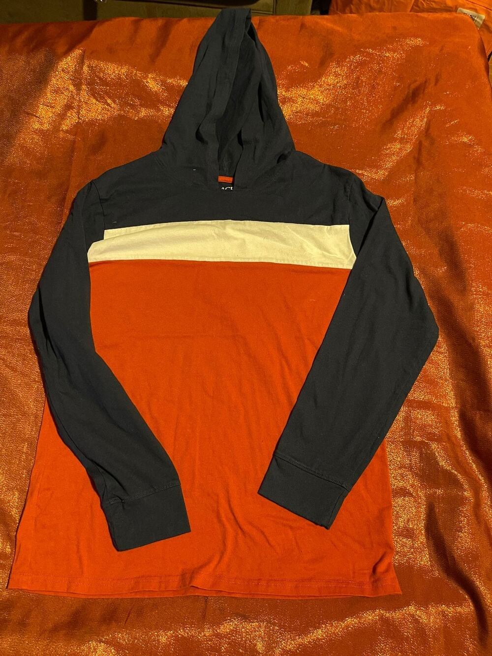 PLACE Hoodie Boys XXL Orange Navy White Colorblock Hooded Pullover Long Sleeve
